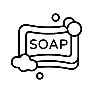 Sağlık hijyeni için sabun tasvir eden modern bir çizgi ikonu