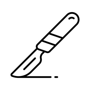 Cerrahi neşter aletinin görsel olarak çekici bir çizgi simgesi.
