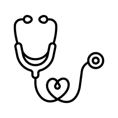 Tıbbi steteskop ikonu, doktor muayenesi ve teşhis aracını temsil ediyor.