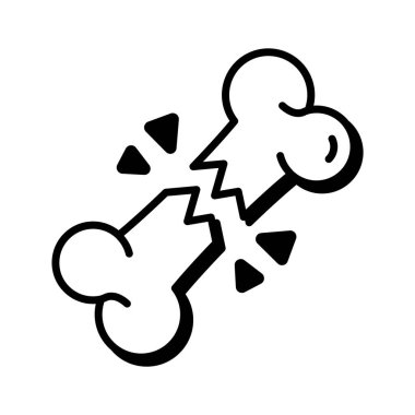 Kırık kemiğin sembolü yaralanma, kırık ya da travma bakımını gösteriyor..