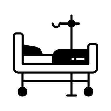 Görsel temyize giden hasta yatak sembolü, tıbbi bakım tesisleri