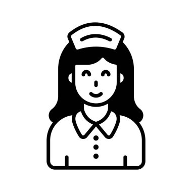 Güzel dizayn edilmiş hemşire avatar sembolü, hasta sağlık desteği