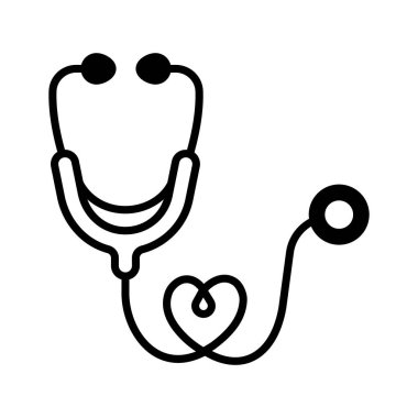 Tıbbi steteskop ikonu, doktor muayenesi ve teşhis aracını temsil ediyor.