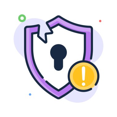 Güvenlik ihlali, veri sızıntıları ve sistem savunmasızlığının modern düz çizgi simgesi