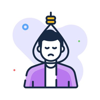 Düzenlenebilir düz bir intihar, ruh sağlığı krizi, duygusal sıkıntı ikonu.