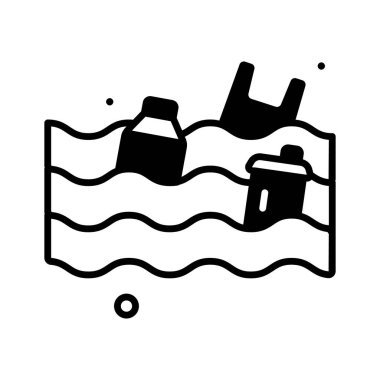 Su kirliliğinin kabartma simgesi, premium vektör kullanmaya hazır