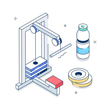 Isometric illustration showing lat pulldown strength training machine