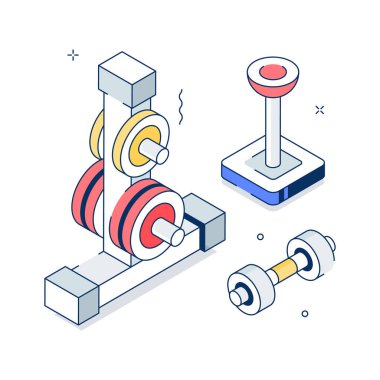 Ağırlık standı organizasyonunun bu inanılmaz izometrik illüstrasyonunu ele alın.