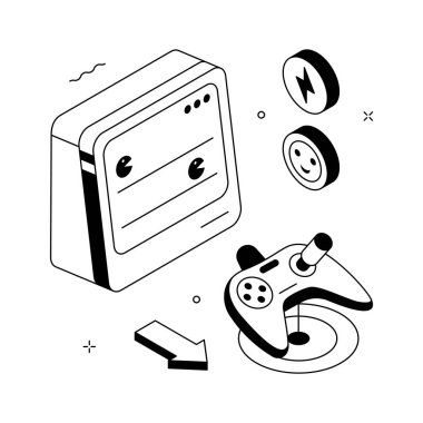 Esportları ve rekabetçi dijital sporları temsil eden modaya uygun izometrik illüstrasyon