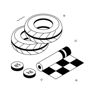 Tekerlek egzersizi dayanıklılık eğitimini içeren modayı gösteren bir izometrik çizim