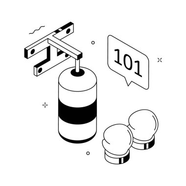 Boks çantası antrenmanlarını gösteren şu inanılmaz izometrik illüstrasyona bir bakın.