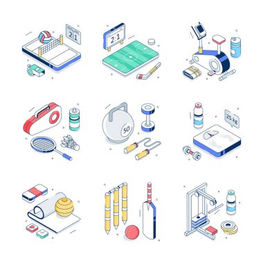 Spor ve spor aletlerinin bu inanılmaz izometrik çizimlerini alın.