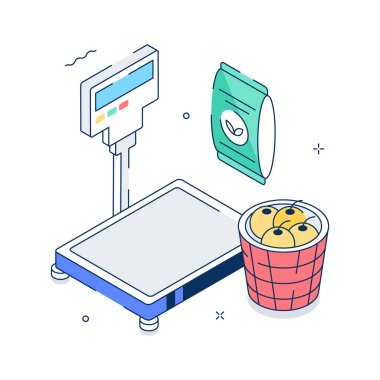 Tarım ağırlık sisteminin düzenlenebilir izometrik bir çizimi