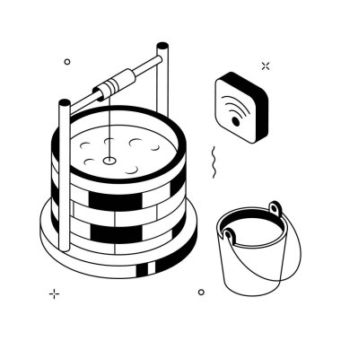 Tarımsal su kuyusu sistemini sunan modern izometrik illüstrasyon