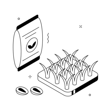 Ekin büyüme ve yetiştirme sürecinin görsel olarak çekici izometrik çizimi