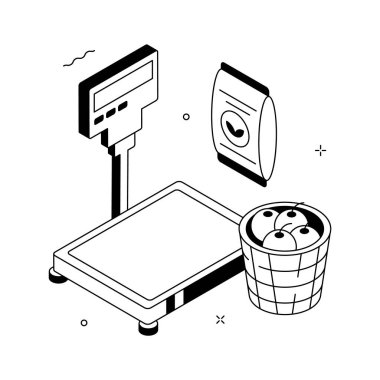 Tarım ağırlık sisteminin düzenlenebilir izometrik bir çizimi