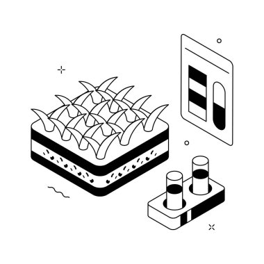 Çiftçilik için toprak sağlığı raporunun modern bir izometrik gösterimi.