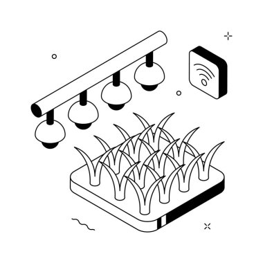 Akıllı tarım teknolojisi ekosisteminin birinci sınıf izometrik çizimi