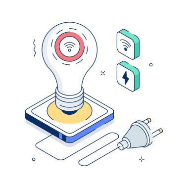 Akıllı ışıklandırmanın kişiselleştirilebilir izometrik çizimi