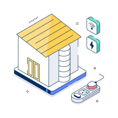 Modern akıllı ev villasının büyüleyici bir izometrik çizimi