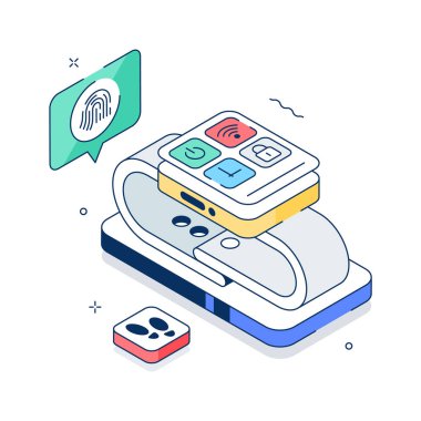 Akıllı saat takılabilir teknolojisinin son moda izometrik çizimi