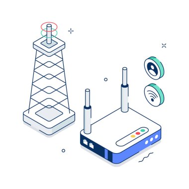 Akıllı internet sisteminin görsel olarak ilgi çekici izometrik çizimi