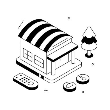 A premium isometric illustration showing smart home building concept