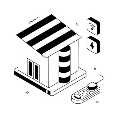 A captivating isometric illustration of modern smart home villa