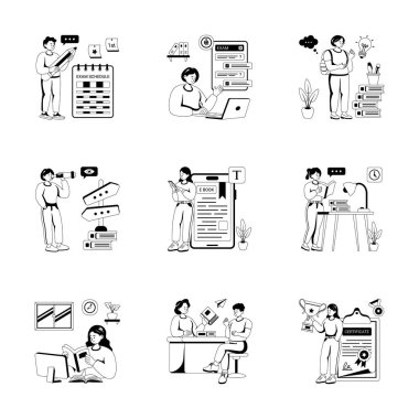 Okula ve eğitime dönüş derlemesi, kabartma stili çizimleri öğrenme