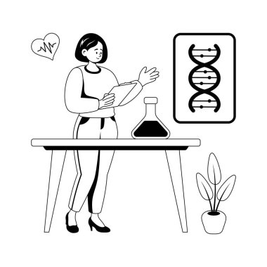 Tıp laboratuarındaki DNA örneklerini analiz eden bilim adamlarının kabartma tarzı.