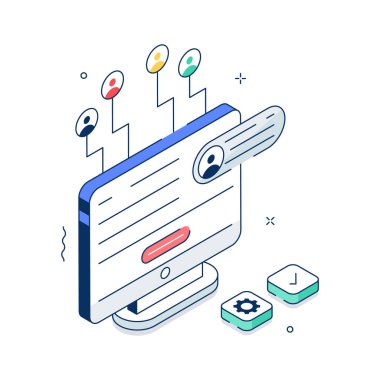 Çalışan yönetim sisteminin görsel olarak izometrik bir illüstrasyonu