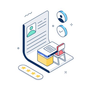 İş görüşmesi senaryosunun görsel olarak çekici bir izometrik illüstrasyonu