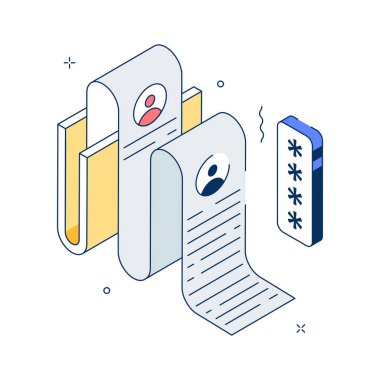 Veri dizin yönetim sisteminin yaratıcı olarak hazırlanmış izometrik çizimi