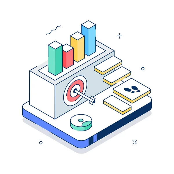 Çalışan performans analizlerini vurgulayan inanılmaz bir izometrik illüstrasyon