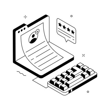 Çalışanların geri bildirim sürecini temsil eden düzenlenebilir bir izometrik illüstrasyon