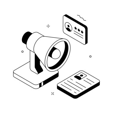 İşe alım reklamcılığı stratejisinin yaratıcı bir izometrik çizimi