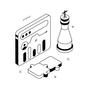 İnsan kaynakları strateji planının profesyonelce hazırlanmış bir izometrik çizimi