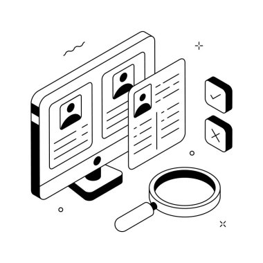 Aday tarama sürecinin kişiselleştirilebilir izometrik bir gösterimi