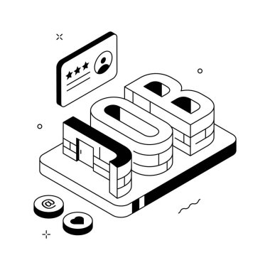 Açık görev boşluğunu temsil eden izometrik illüstrasyon kullanılmaya hazır