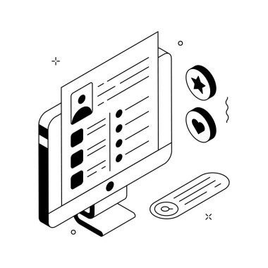 Çalışan profil yönetim sisteminin yüksek kalite izometrik çizimi