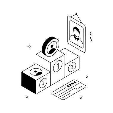 Çalışan performans ödülünün güzel tasarlanmış izometrik çizimi