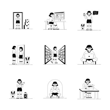 Çevrimiçi alışveriş ve ecommerce 'in bu muhteşem kabartma stili çizimlerini ele alın.