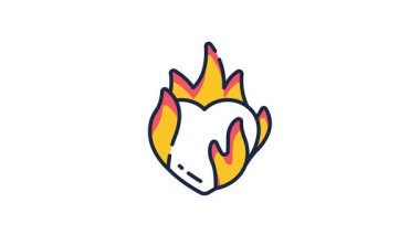 Görsel olarak çekici, düz bir çizgi. Yanan kalbin canlandırılmış simgesi. Yoğun romantik aşkı sembolize ediyor.