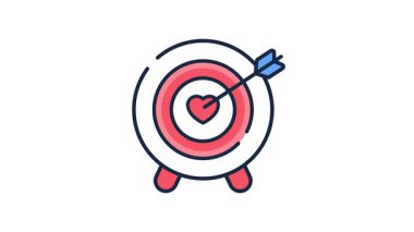 Aşk hedefinin aşk nişanını gösteren en iyi düz çizgi animasyon simgesi