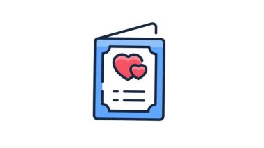 İyi tasarlanmış düz bir çizgi. Sevgililer günü kartı ile dolu animasyon simgesi.