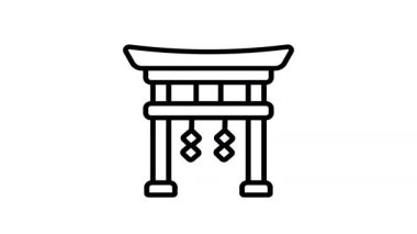 Torii kapısı animasyon vektör tasarımı modern stilde beyaz arkaplanda izole