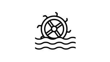 Hidrolik enerji, modern tarzda görsel olarak mükemmel canlandırılmış hidroelektrik ikonu.