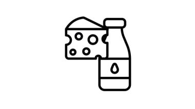 Süt şişeli peynir konsepti süt ürünlerinin canlandırılmış simgesi