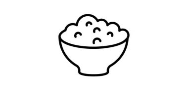 Bir kase içinde Çin pilavı, içinde pirinç kasesinin canlandırılmış ikonu.