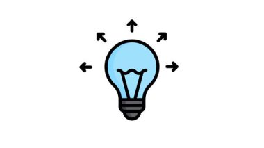 İş fikirlerini gösteren, düz hatlı, yaratıcı bir animasyon.